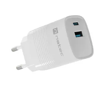 Natec Ribera GaN 1xUSB-A+1xUSB-C 30W Biały