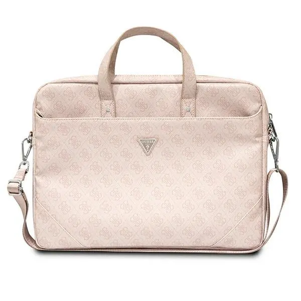 Torba na laptopa Guess Saffiano 4G Hot Stamp Triangle Logo GUCB15P4TP 16" Różowy