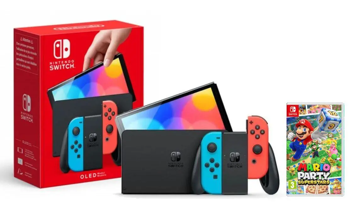 Konsola Nintendo Switch OLED Czerwono-niebieski + Mario Party Superstars
