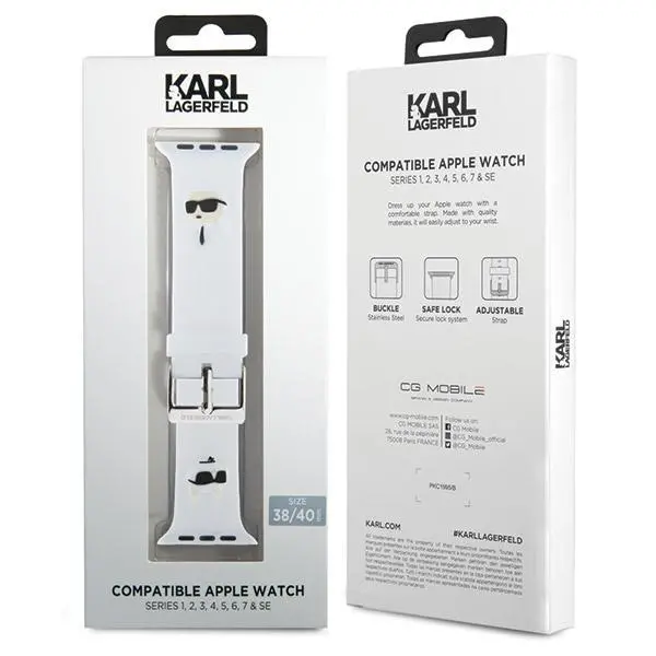 Pasek Karl Lagerfeld do Watch 38/40/41mm strap 3D Rubber Karl&Choupette Heads Biały
