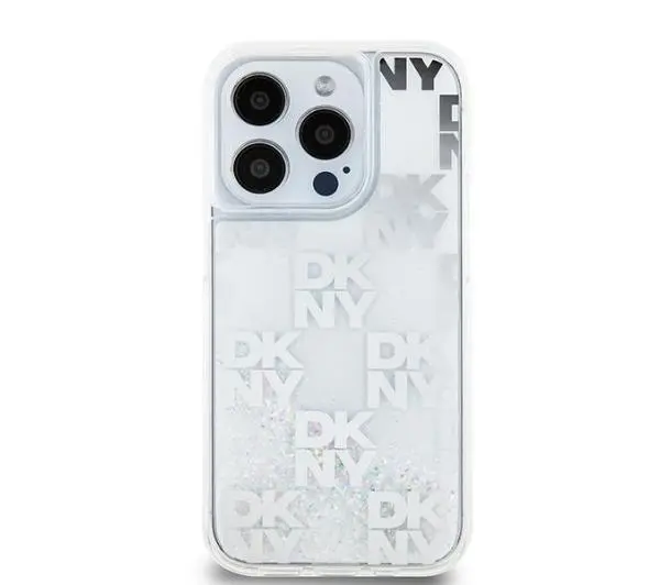 DKNY Hardcase Liquid Glitter Multilogo do iPhone 15 Pro Biały
