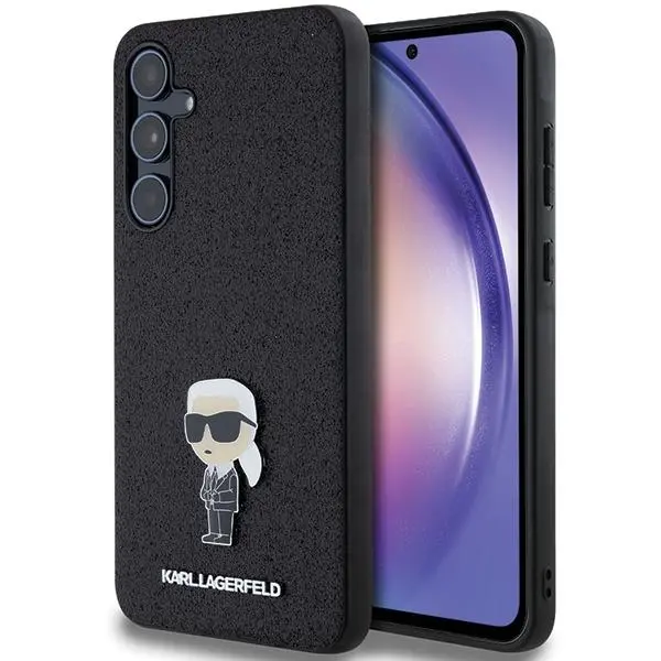 Etui Karl Lagerfeld Hardcase Fixed Glitter Ikonik Logo Metal Pin do Samsung Galaxy A55 Czarny