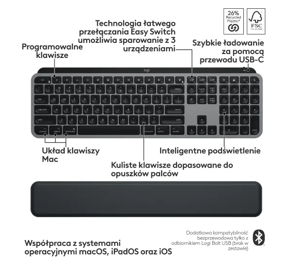 Logitech MX Keys S Combo dla Mac Grafitowy - Kup na Raty - RRSO 0%