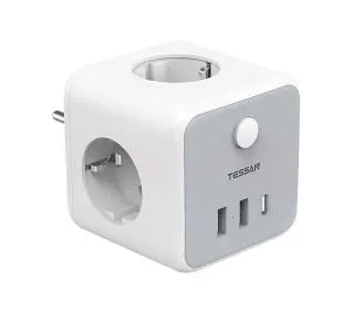 Tessan TS-301-DE-C 3 gniazda 2x USB-A USB-C Biało-szary