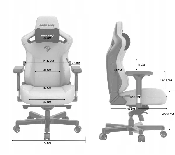 Anda Seat Kaiser 3 XL Gamingowy do 200kg Tkanina Szary - Kup na Raty - RRSO 0%