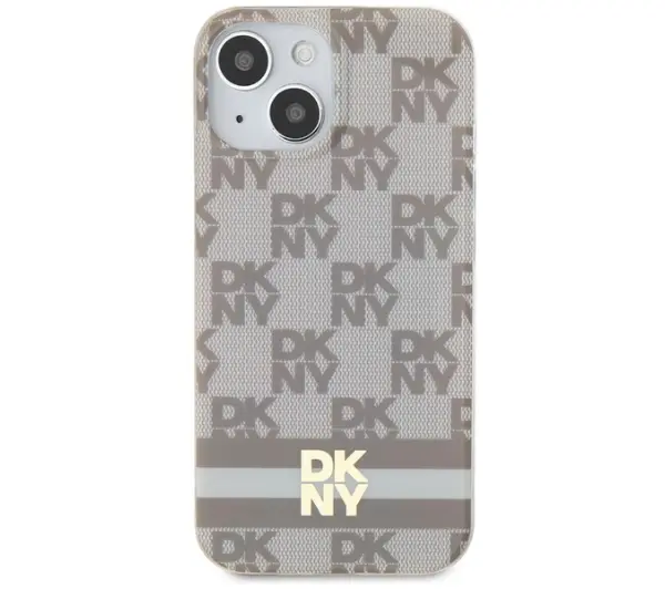 DKNY IML Checkered Mono Pattern & Printed Stripes MagSafe do iPhone 14 Beżowy