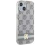 Etui DKNY IML Checkered Mono Pattern & Printed Stripes MagSafe do iPhone 14 Beżowy