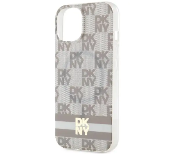 DKNY IML Checkered Mono Pattern & Printed Stripes MagSafe do iPhone 14 Beżowy