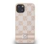 Etui DKNY Leather Checkered Mono Pattern & Printed Stripes do iPhone 14 Różowy