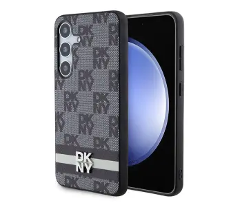 Etui DKNY Leather Checkered Mono Pattern & Printed Stripes do Samsung Galaxy S24 Czarny