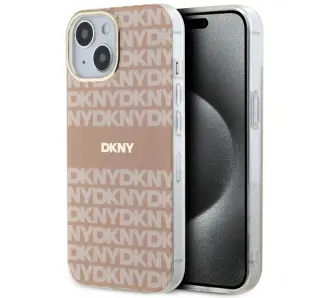 Etui DKNY IML Mono & Stripe MagSafe do iPhone 14 Różowy