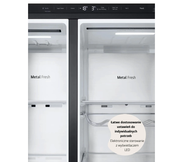LG SBS GSLE91EVAC Funkcje AI Pełny No Frost 179cm Dystrybutor wody Zdalne sterowanie Ciemny grafit stal - TRZECI -55%, ALBO 5-TY ZA 1ZŁ - Kup na Raty - RRSO 0%