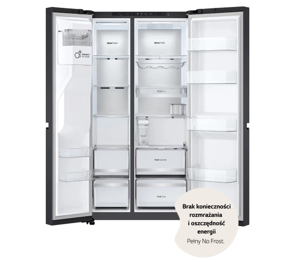 LG SBS GSLE91EVAC Funkcje AI Pełny No Frost 179cm Dystrybutor wody Zdalne sterowanie Ciemny grafit stal - TRZECI -55%, ALBO 5-TY ZA 1ZŁ - Kup na Raty - RRSO 0%