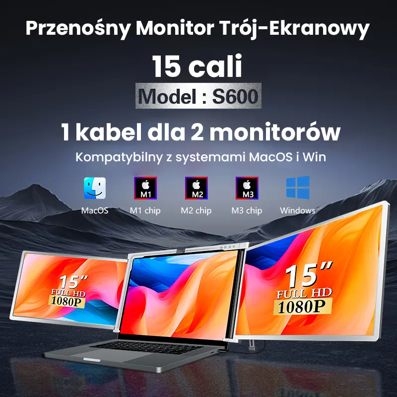фото Монітор для ноутбука Extralink Triple Screen S600