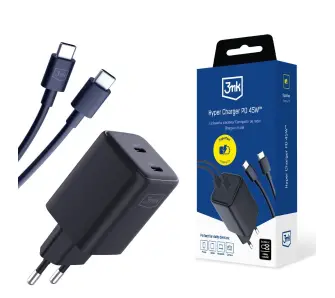 Ładowarka sieciowa 3mk Hyper Charger PD 45W + kabel USB C-C Czarny