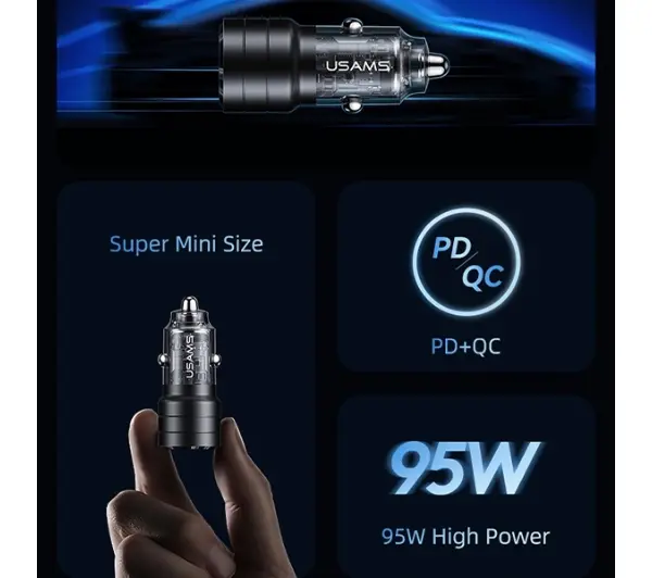 USAMS C36 USB+USB-C 95W Fioletowy
