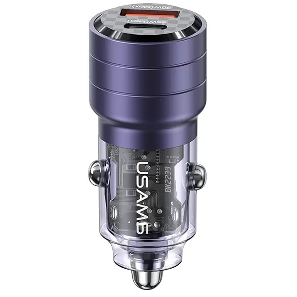 Ładowarka samochodowa USAMS C36 USB+USB-C 95W Fioletowy