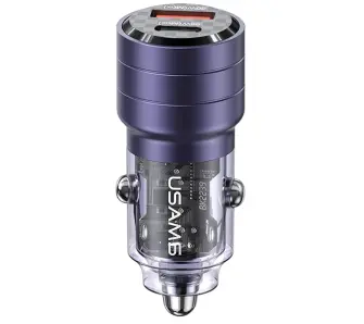 Ładowarka samochodowa USAMS C36 USB+USB-C 95W Fioletowy