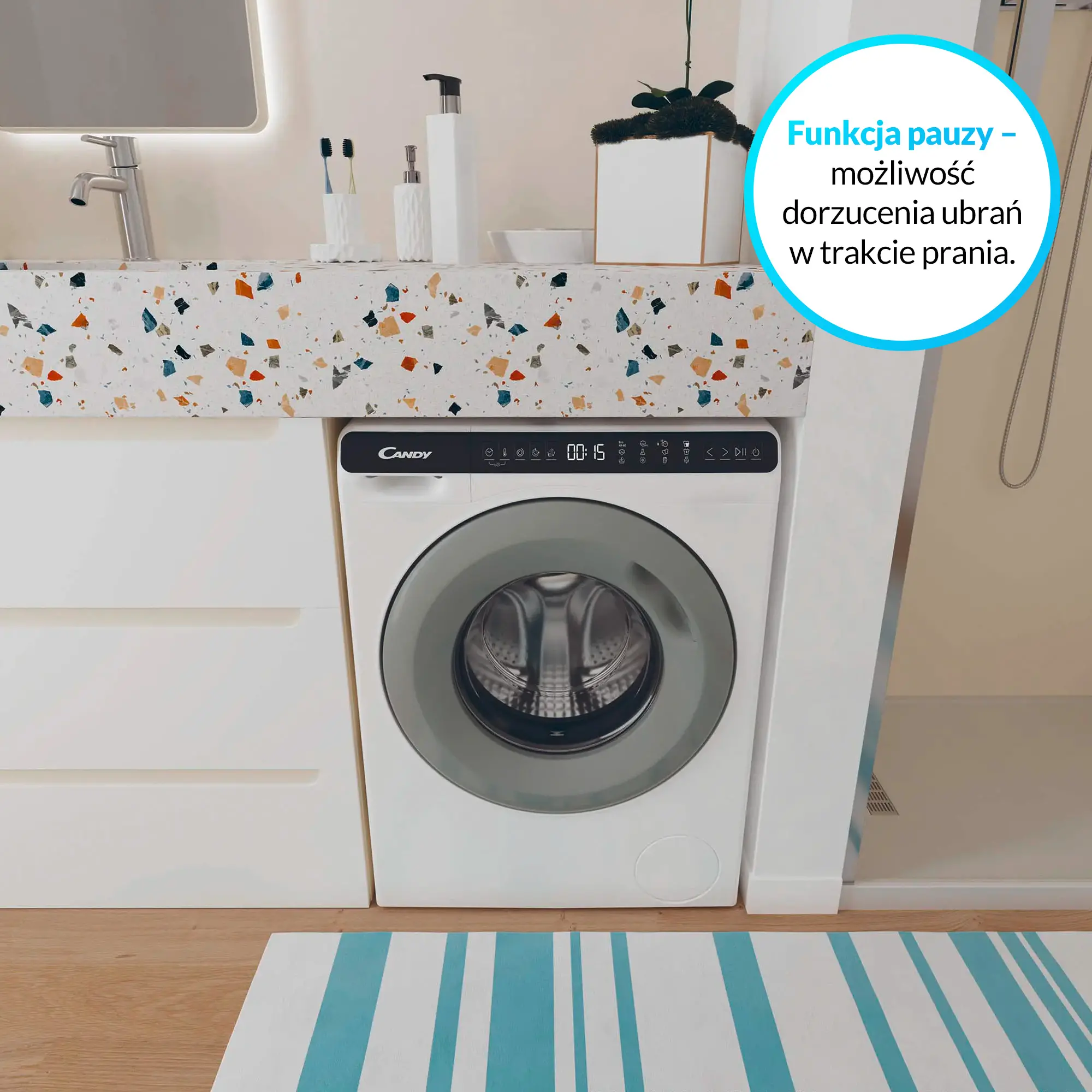 Pralka Candy Mini CW50-BP12307G-S Slim 5kg 1200obr/min
