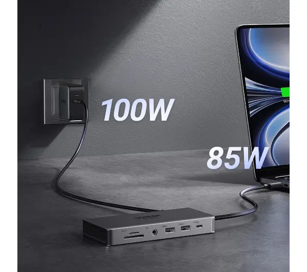 UGREEN CM681 4x USB 2x HDMI DisplayPort RJ45 SD/TF AUX PD 100W Szary - Kup na Raty - RRSO 0%