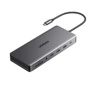 UGREEN CM681 4x USB 2x HDMI DisplayPort RJ45 SD/TF AUX PD 100W Szary - Kup na Raty - RRSO 0%