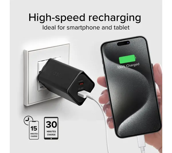 SBS NanoTube GaN PD 1XUSB-C 1XUSB-A 65W Czarny