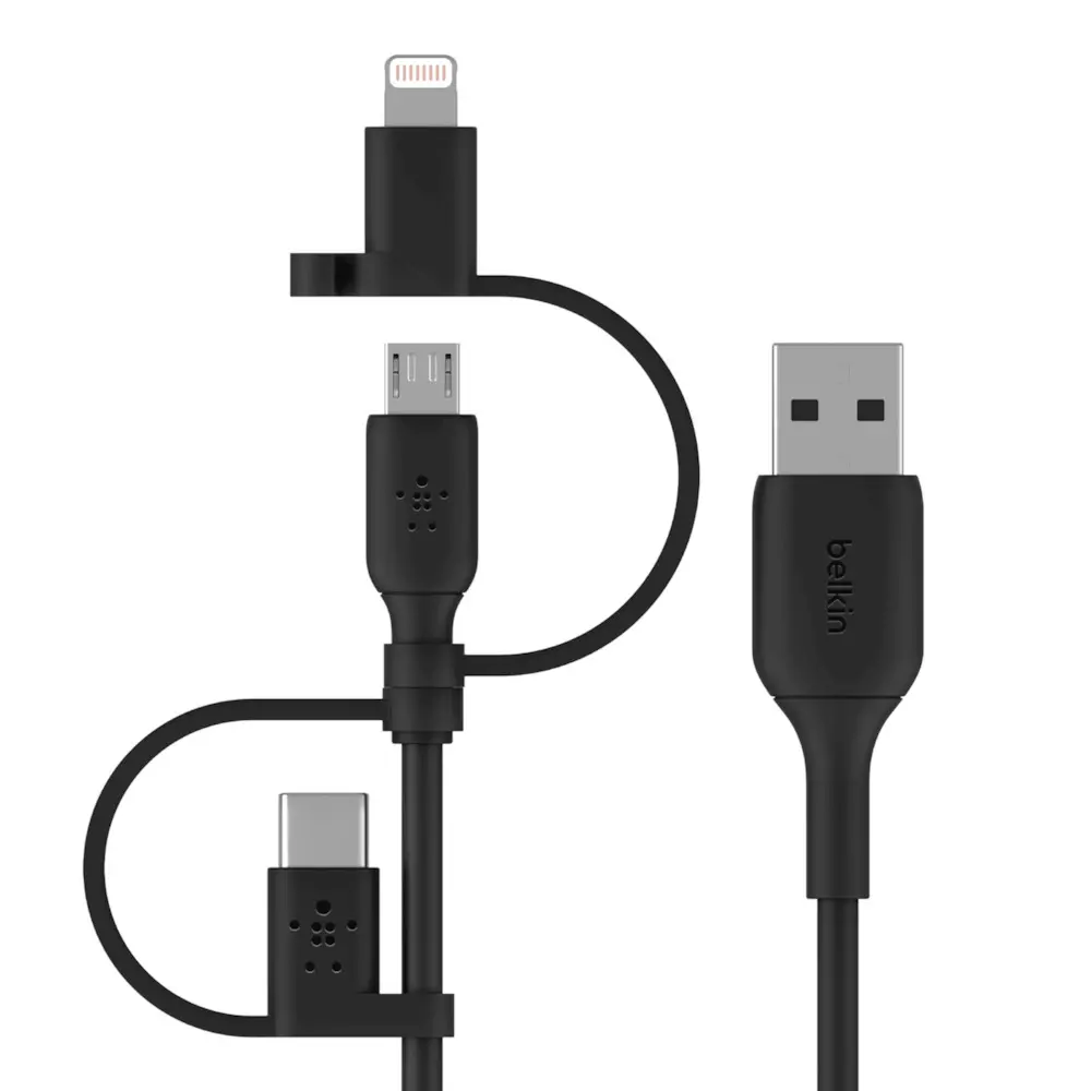 Kabel Belkin BoostCharge USB-A do lightning+MicroUSB+USB-C 1m Czarny