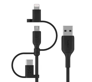 Belkin BoostCharge USB-A do lightning+MicroUSB+USB-C 1m Czarny