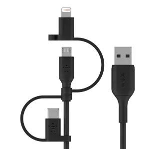 Kabel Belkin BoostCharge USB-A do lightning+MicroUSB+USB-C 1m Czarny
