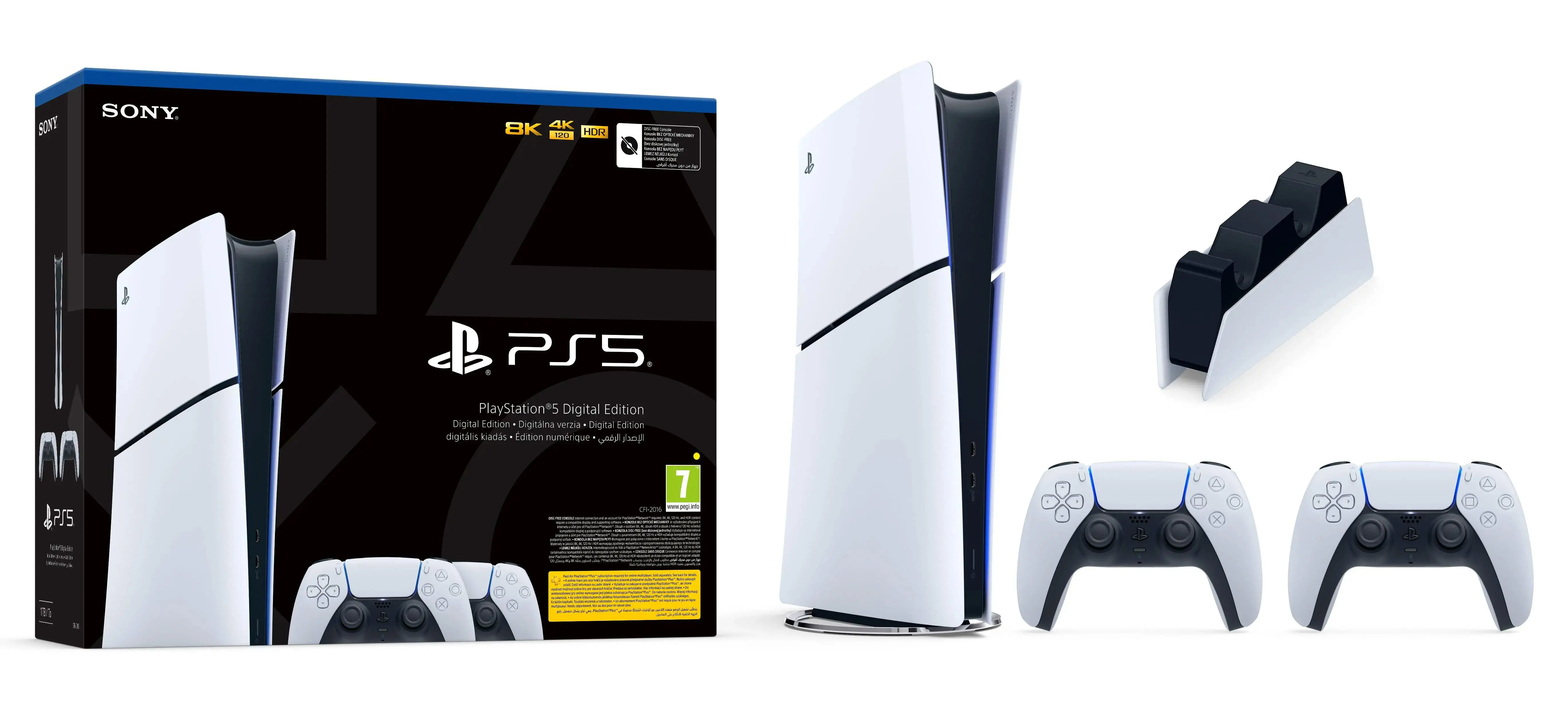 Konsola Sony PlayStation 5 Digital Slim D Chassis (PS5) 1TB + Dodatkowy Pad Biały +  Stacja Ładowania DualSense