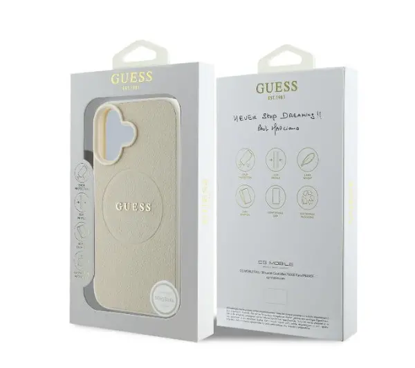Guess hardcase Grained Ring MagSafe iPhone 16 Beżowy