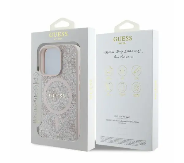 Guess 4G Ring Classic Logo MagSafe do iPhone 16 Pro Różowy