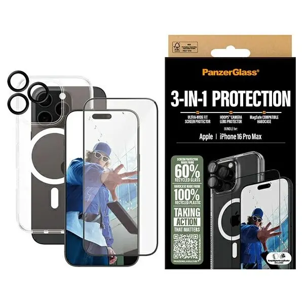 Etui PanzerGlass Bundle 3w1 do iPhone 16 Pro Max Przezroczysty