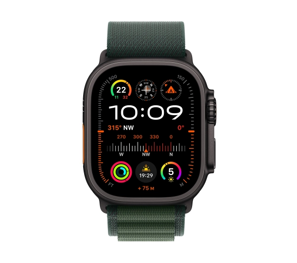 Apple Watch Ultra 2 GPS + Cellular Koperta z tytanu Czarna 49mm Opaska Alpine Ciemnozielona Rozmiar L - Kup na Raty - RRSO 0%