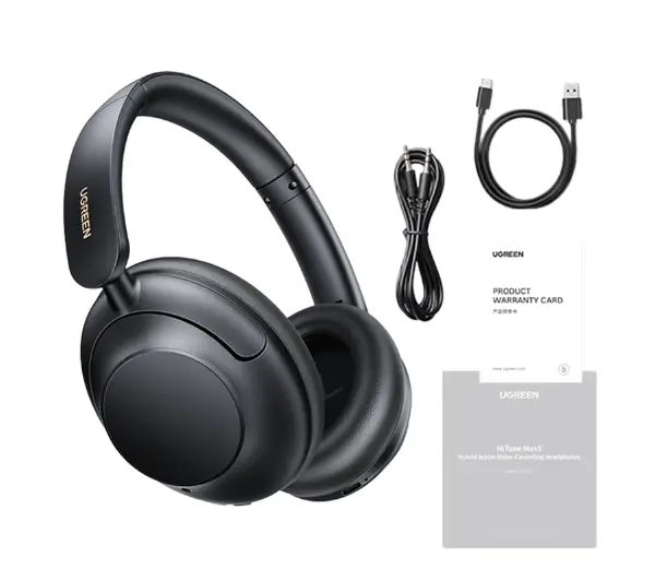 UGREEN HP202 HiTune Max5 Hybrid ANC Nauszne Bluetooth 5.0 Czarny