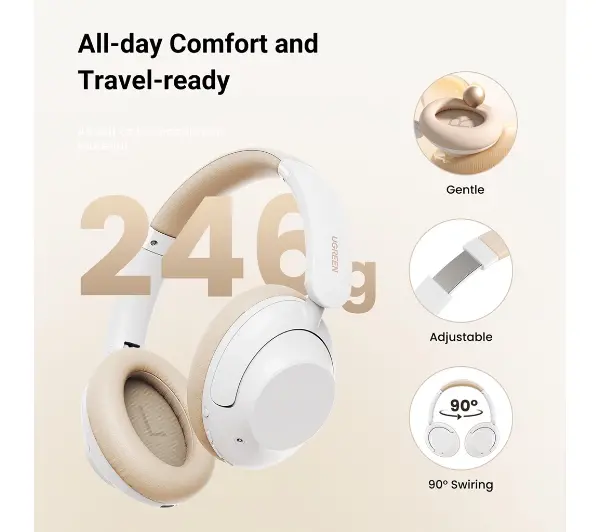 UGREEN HP202 HiTune Max5 Hybrid ANC Nauszne Bluetooth 5.0 Czarny