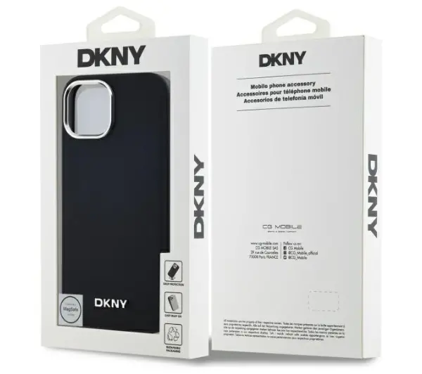DKNY Plain Logo MagSafe do iPhone 15 Plus Czarny