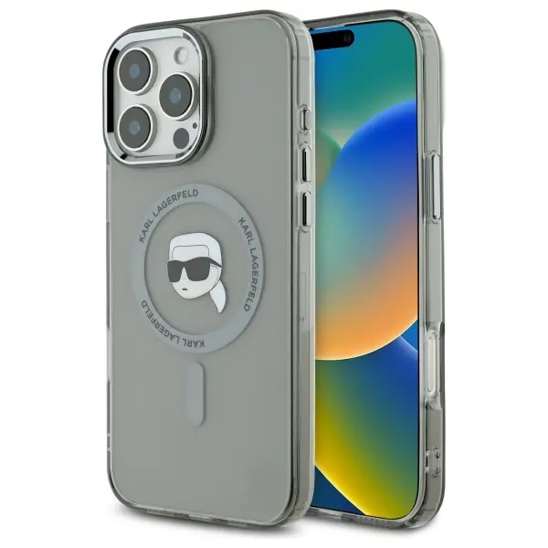 Etui Karl Lagerfeld IML Metal Karl Head MagSafe do iPhone 16 Pro Czarny