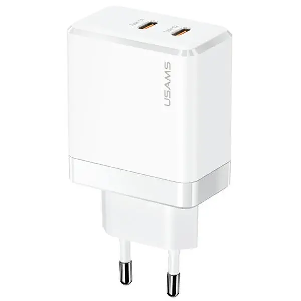 Ładowarka sieciowa USAMS 2xUSB-C T54 GaN 40W PD Fast Charging Biały
