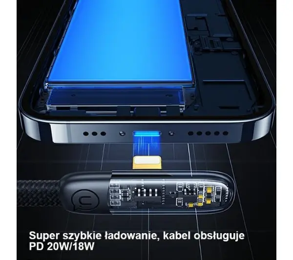 USAMS USB-C do Lightning PD 20W 2m Biały