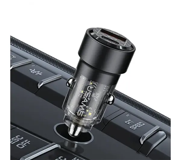 USAMS USB+USB-C 60W Fast Charge Czarny