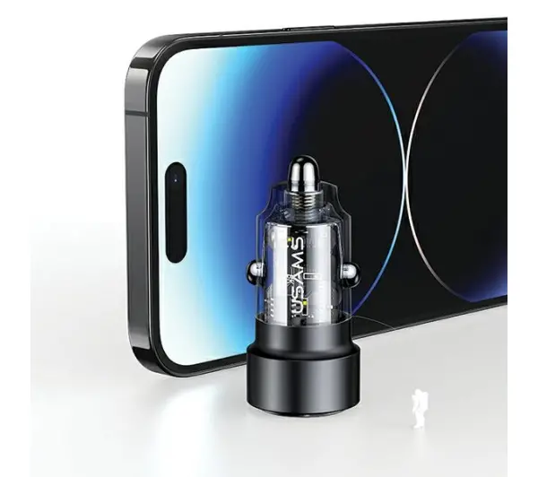 USAMS USB+USB-C 60W Fast Charge Czarny