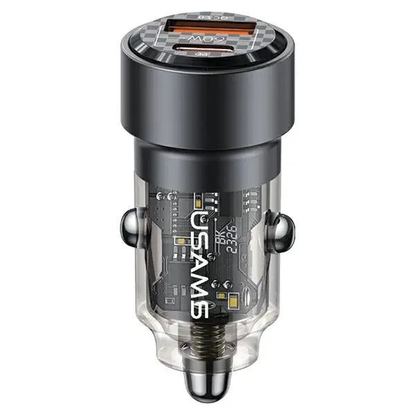 Ładowarka samochodowa USAMS USB+USB-C 60W Fast Charge Czarny