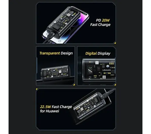 USAMS US-CD189 9000mAh PD 22,5W Czarny