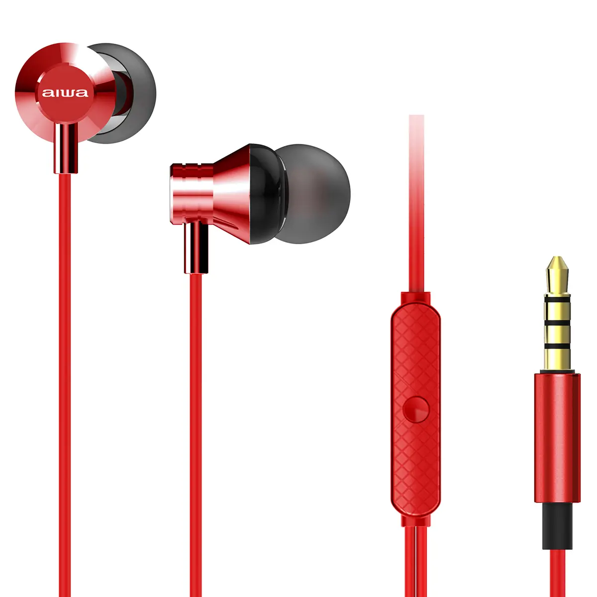 Słuchawki przewodowe Aiwa ESTM-50RD Dokanałowe Mikrofon Czerwony