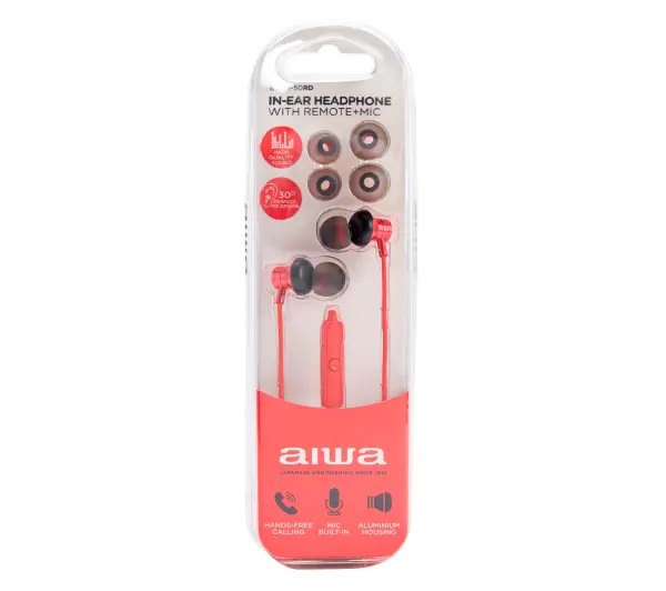Aiwa ESTM-50RD Dokanałowe Mikrofon Czerwony