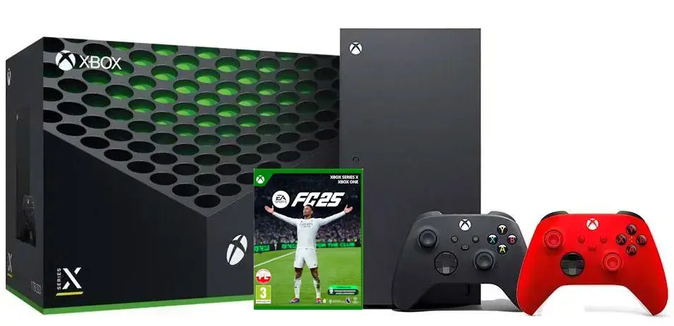 Konsola Xbox Series X 1TB z napędem + Dodatkowy Pad Czerwony + EA SPORTS FC 25
