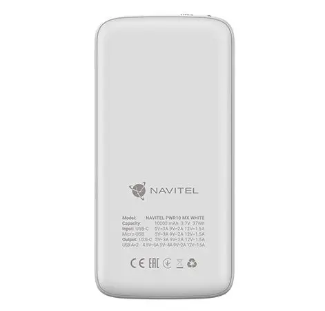 Фото Зовнішній акумулятор (павербанк) Navitel PWR10 MX 10000mAh 22,5W White