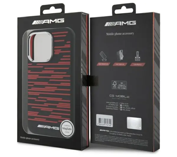 Mercedes-Benz Silicone Graphics MagSafe do iPhone 16 Pro Czarno-czerwony