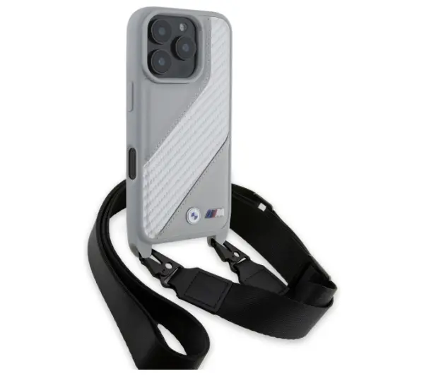BMW M Edition Carbon Stripe & Strap do iPhone 16 Pro Max Szary